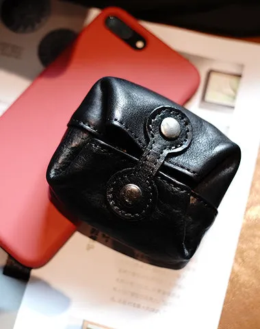 Vintage Women Brown Leather Coin Pouch Catch All Tray Coin Wallet Change Wallet For Women