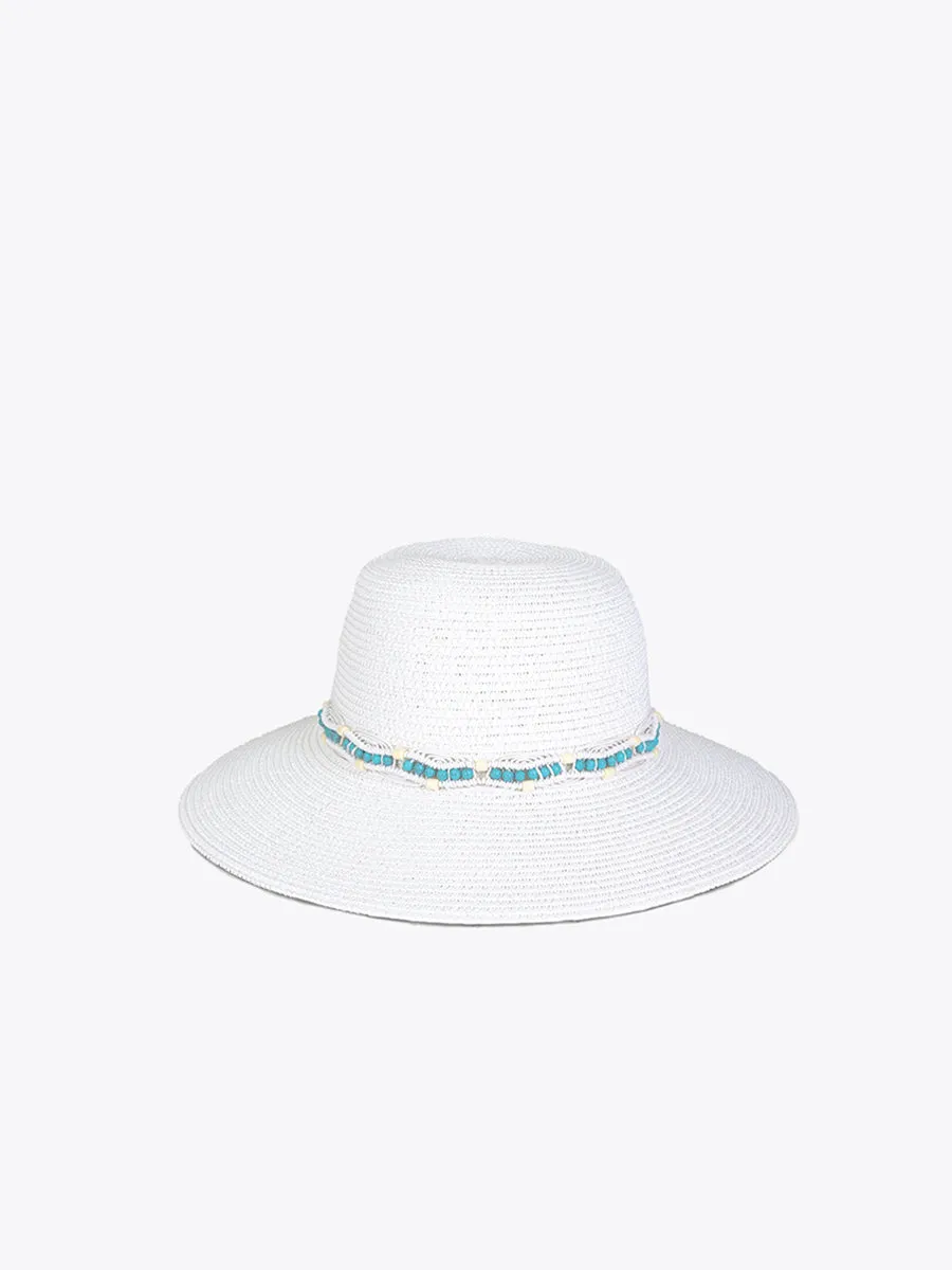 Viola Turquoise Bead Straw Hat