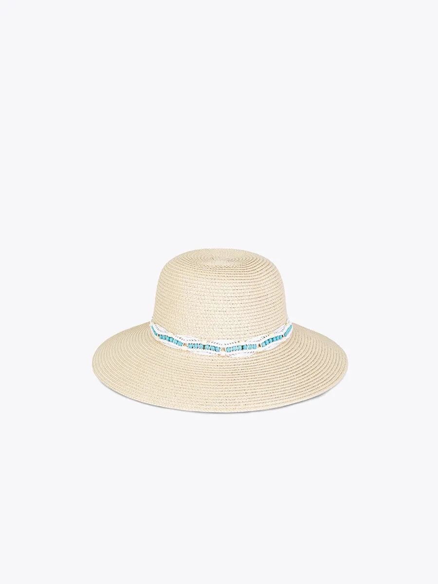 Viola Turquoise Bead Straw Hat