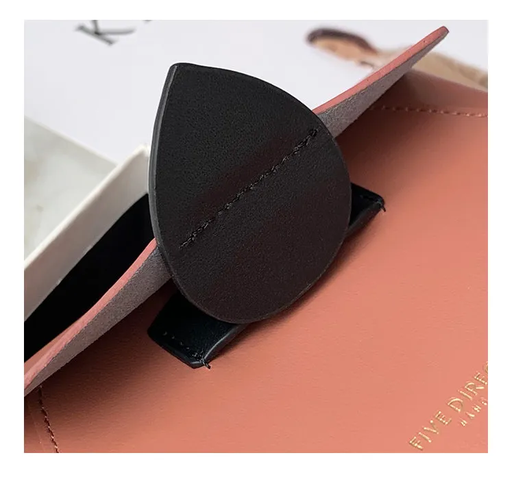 Women Light Red Leather Small Wallet Envelope Change Wallet Slim Coin Wallet For Women