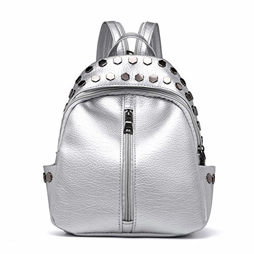 Women Kids Mini Rivets Waterproof Leather Backpack Casual Daypack Shoulder Bag