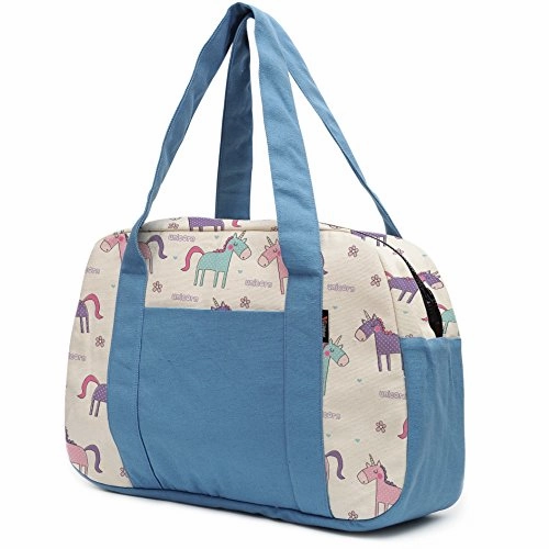 Women'S Seamless Cute Unicorn Pattern Printed Canvas Duffel Travel Bags Was_19