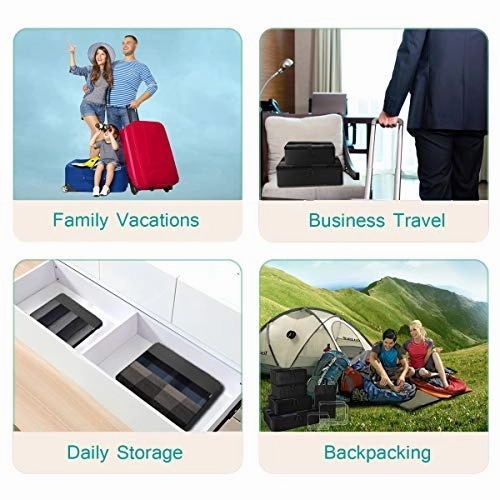 YAMIU Packing Cubes 7-Pcs Travel Organizer Accessories with Shoe Bag & 2 Toiletry Bags(Black)