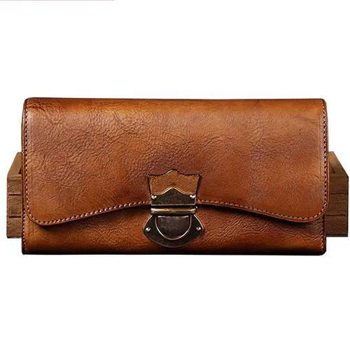 Yellow Vintage Womens Leather Long Clutch Red Long Wallet Green Phone Purses for Ladies