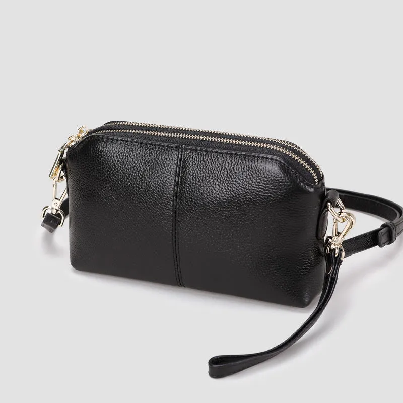 Zip Womens Leather Wristlet Wallet Gray Crossbody Purse Cute Shoulder Bag for Women