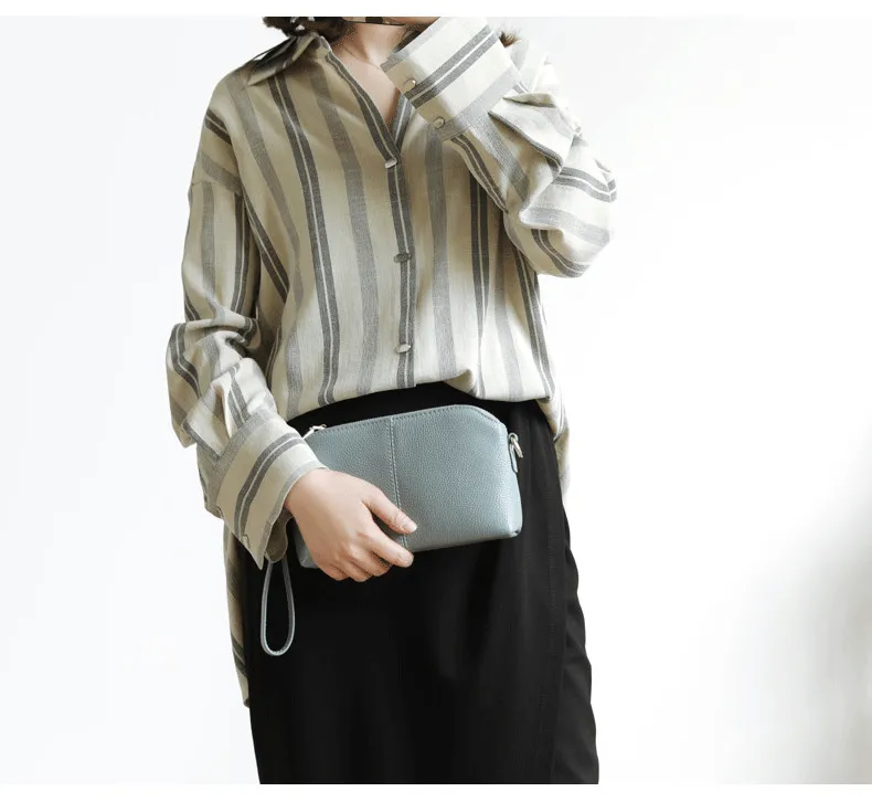 Zip Womens Leather Wristlet Wallet Gray Crossbody Purse Cute Shoulder Bag for Women