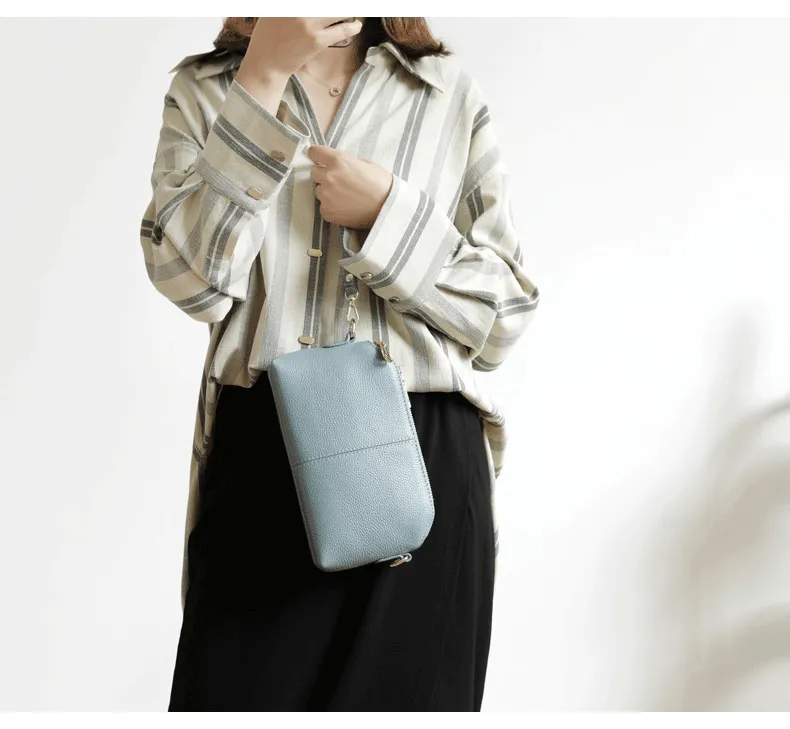 Zip Womens Leather Wristlet Wallet Gray Crossbody Purse Cute Shoulder Bag for Women