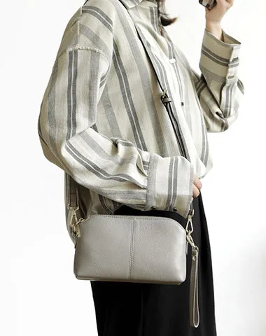 Zip Womens Leather Wristlet Wallet Gray Crossbody Purse Cute Shoulder Bag for Women