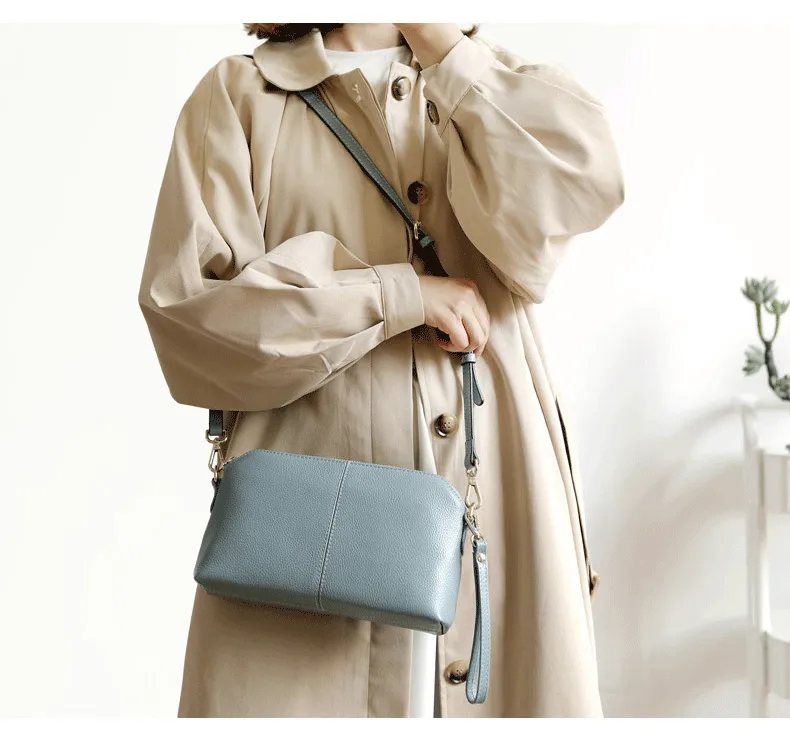 Zip Womens Leather Wristlet Wallet Gray Crossbody Purse Cute Shoulder Bag for Women