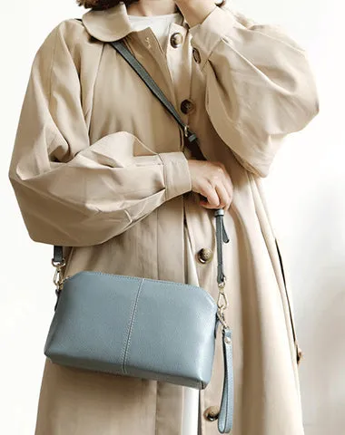 Zip Womens Leather Wristlet Wallet Gray Crossbody Purse Cute Shoulder Bag for Women