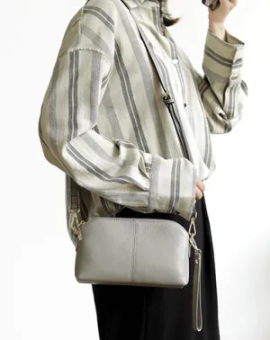 Zip Womens Leather Wristlet Wallet Gray Crossbody Purse Cute Shoulder Bag for Women