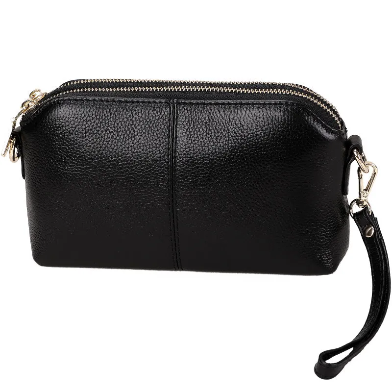 Zip Womens Leather Wristlet Wallet Gray Crossbody Purse Cute Shoulder Bag for Women